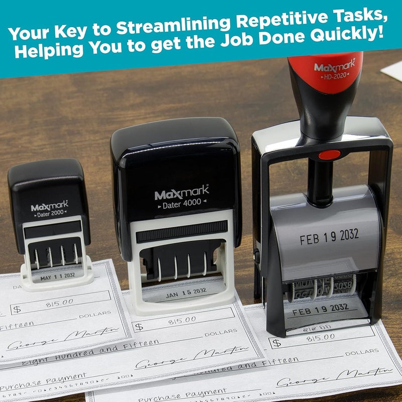 MaxMark Heavy Duty Date Stamp, Large Date Size - Exclusive 12-Year Band - Black Ink - Image 3